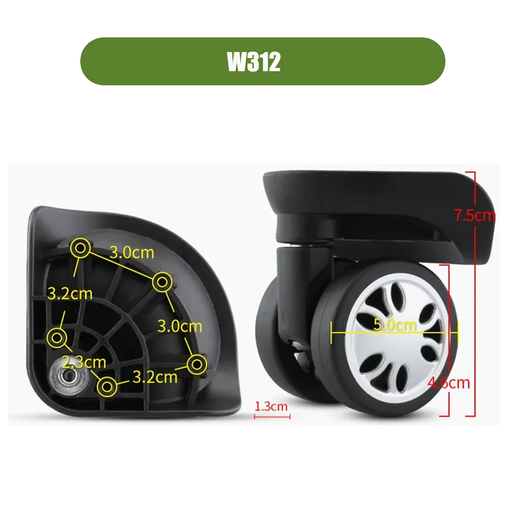 360 Smooth Rotating Luggage Repair Wheels Silent Rolling Shock Absorbing Wearproof Suitcase Swivel Casters Secure Fastening