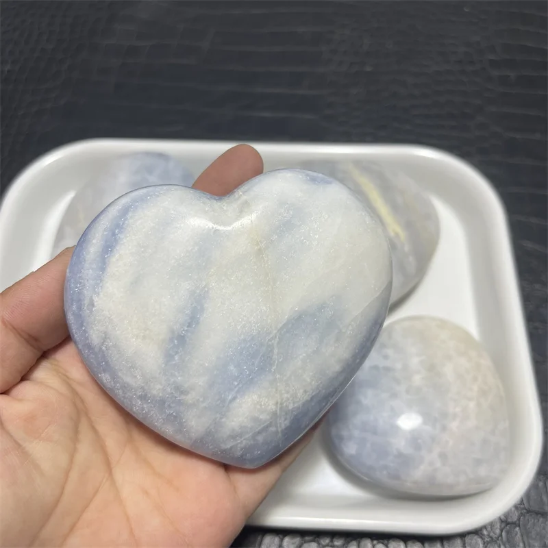 1.6kg Natural Crystal Blue Celestite Agate Heart Gemstones High Quality Healing Mineral Energy Stone Reiki Home Decorations Gift