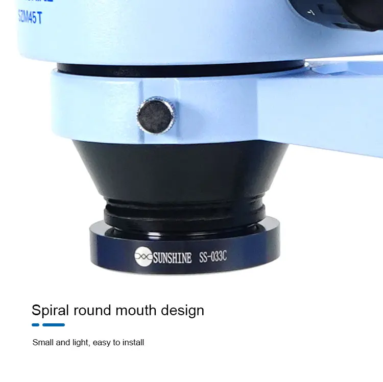 Microscopio Sunshine con fuente de luz blanca, lámpara de anillo de espejo a prueba de polvo, protector antifuma, doble lupa, 36 LED, SS-033C