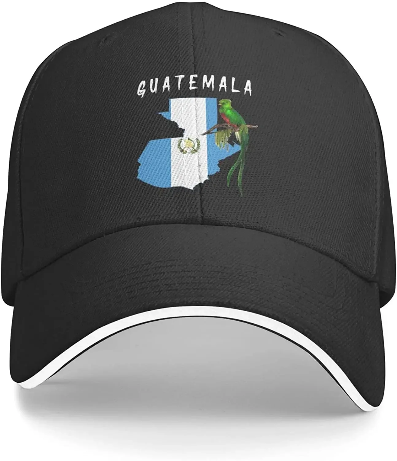 Flag Map and Quetzal Bird of Guatemala Hat Adult Adjustable Mountaineering Classic Washed Casquette Cap Hat for Outdoor Black