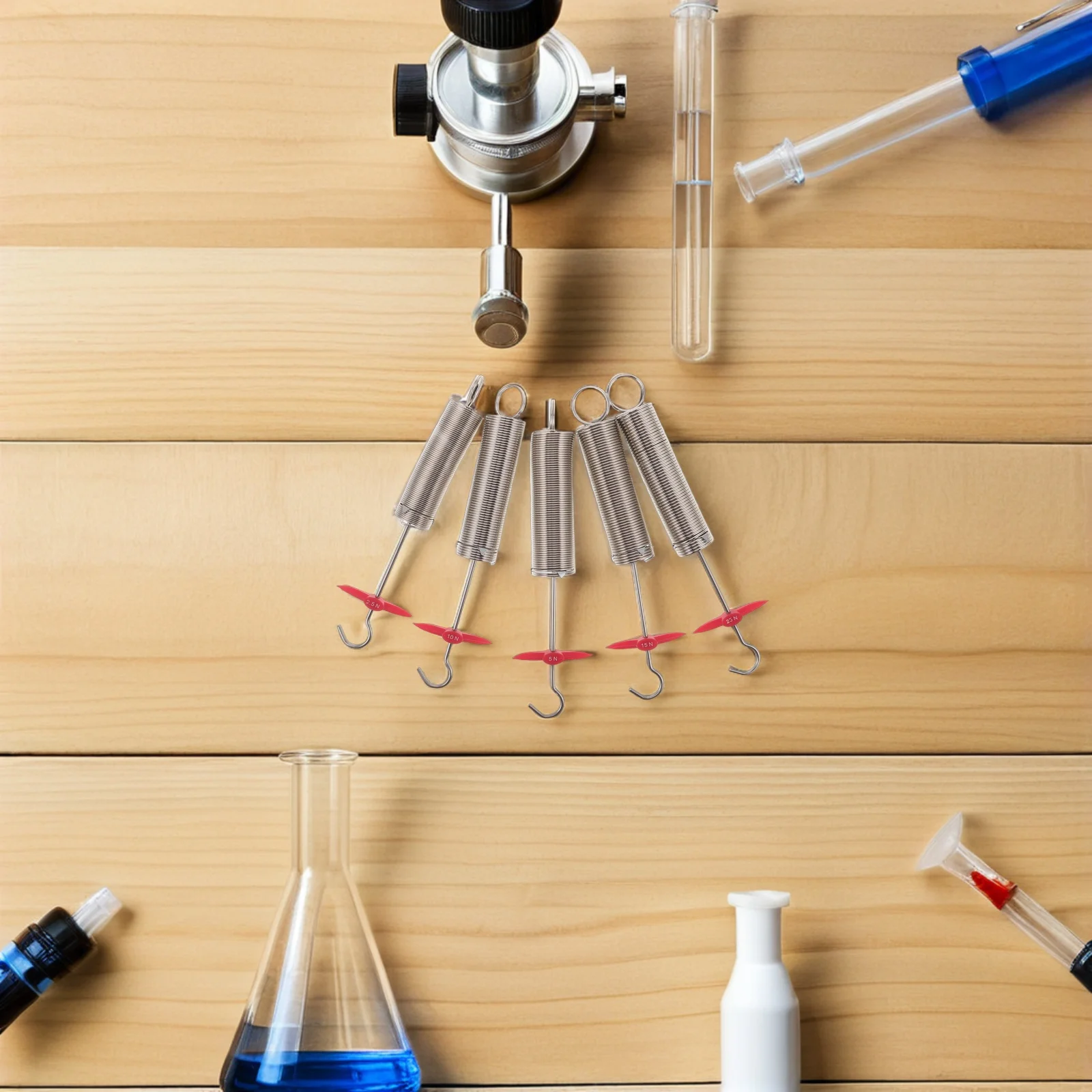 

5pcs Physics Experiment .5/5/10/15/25N Hooke'S Equipment For Classroom Teaching Science Projects Educational