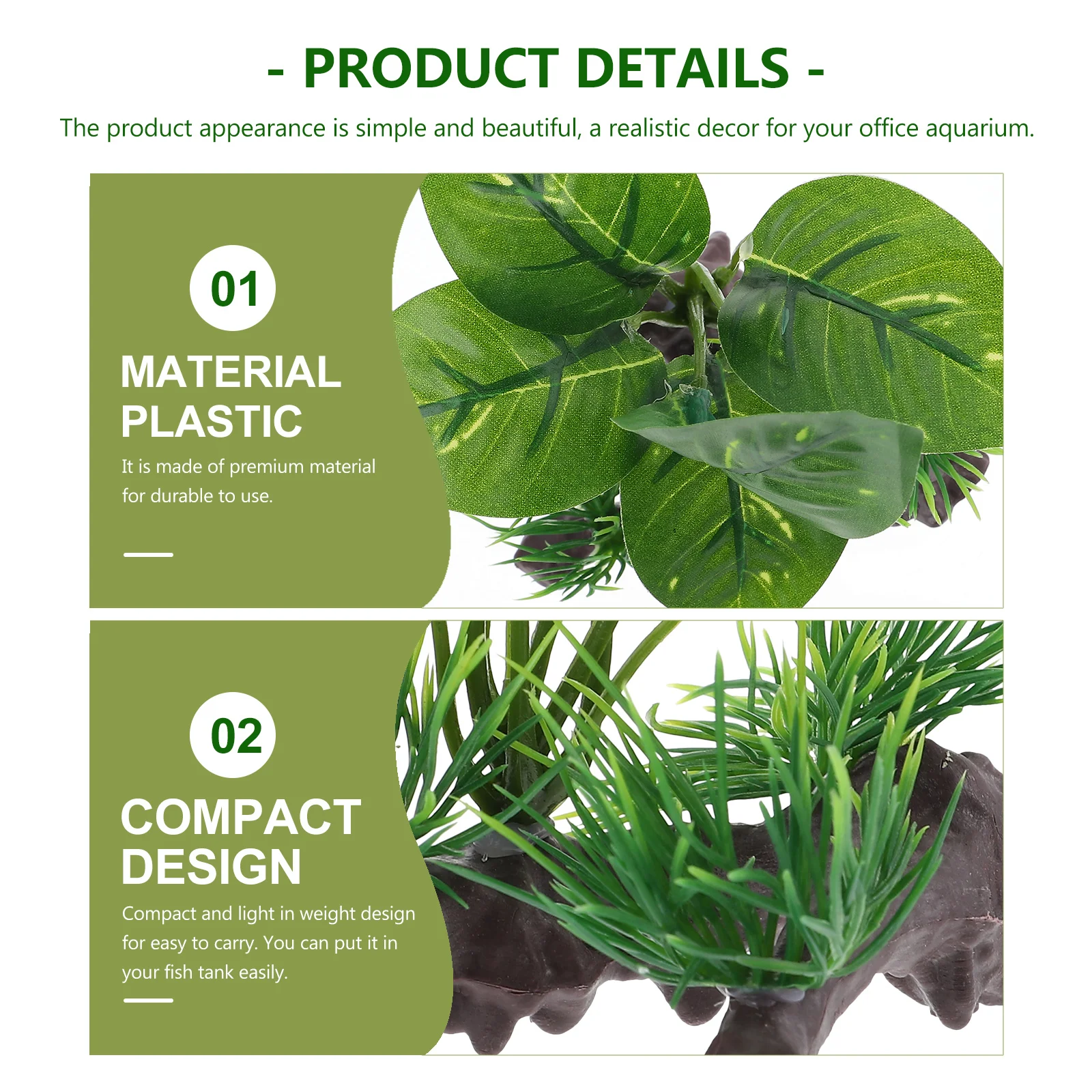 

2pcs Water Grass Decor For Aquarium Simulation Aquatic Plants Fish Tank Decoration Green Lightweight Safe Pond Office Home Use