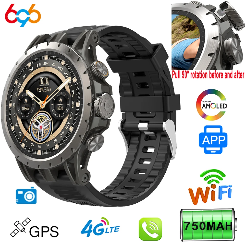 

New 2+16Gb AMOLED Screen 4G Call Smart Watches Men Women APP Download 200W HD Camera Smartwatch Sports Fitness GPS Waterproof