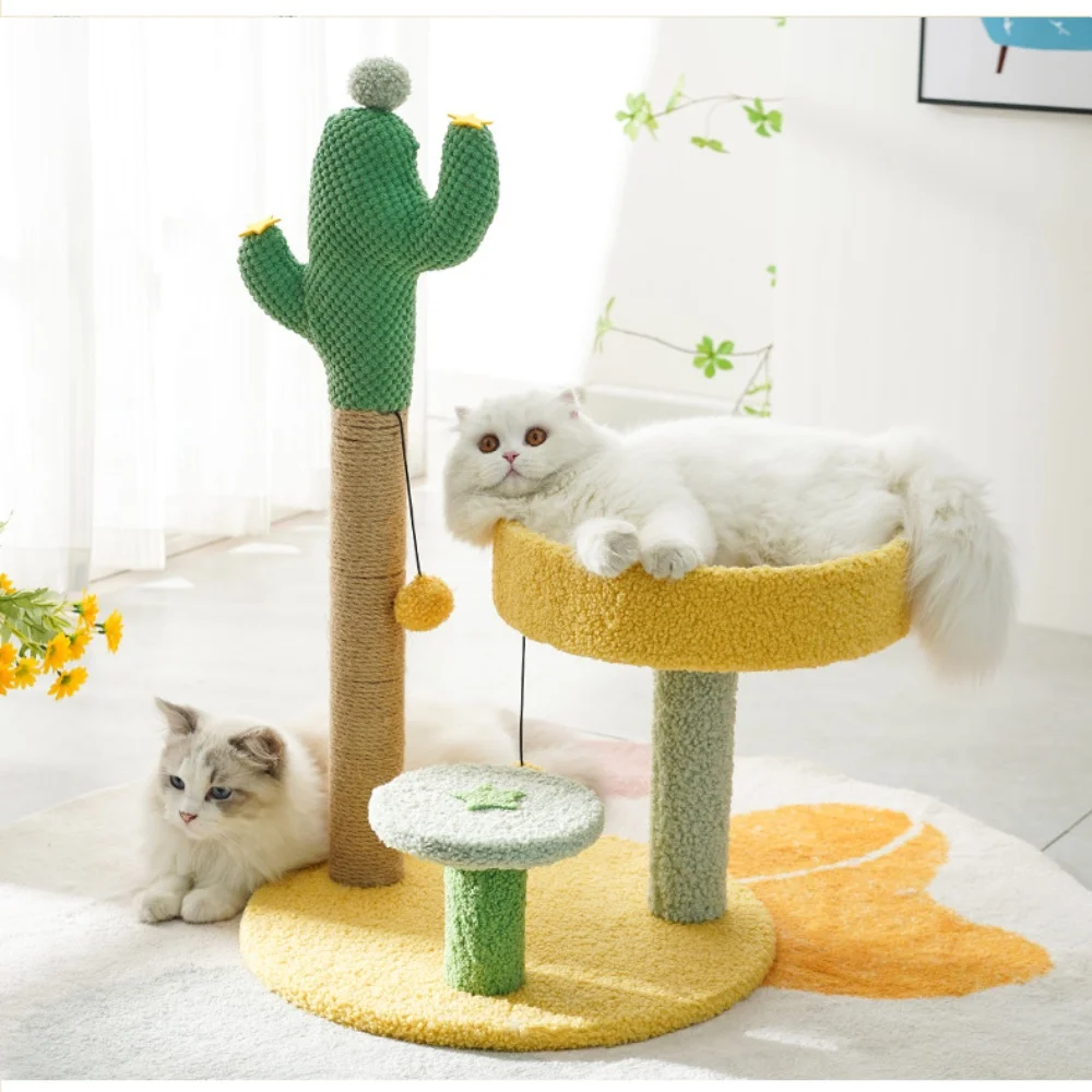 Sisal Cat Tree Cactus Style Cat Tower Kitten Climbing Frame Cute Funny Jumping Platform Sisal Cat Scratching Post Pet Supplies