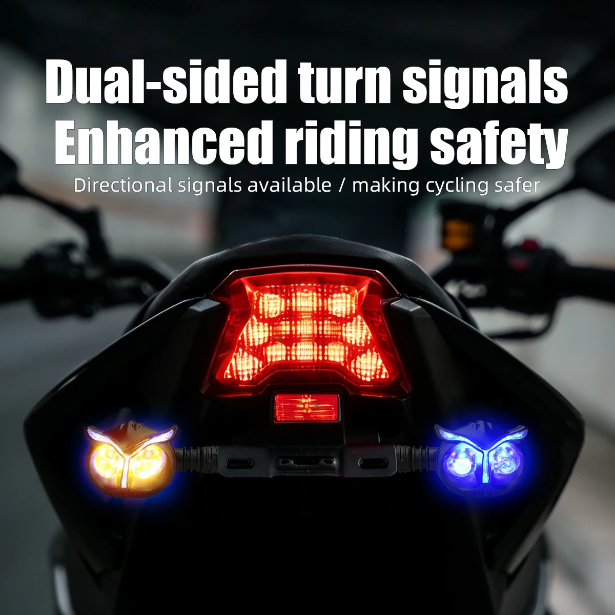 Universal 12-24V Motorcycle LED Turn Signal Light Owl Shape Dual-side Light Effect Motorbike Flasher Blinker Indicator Lamp Moto