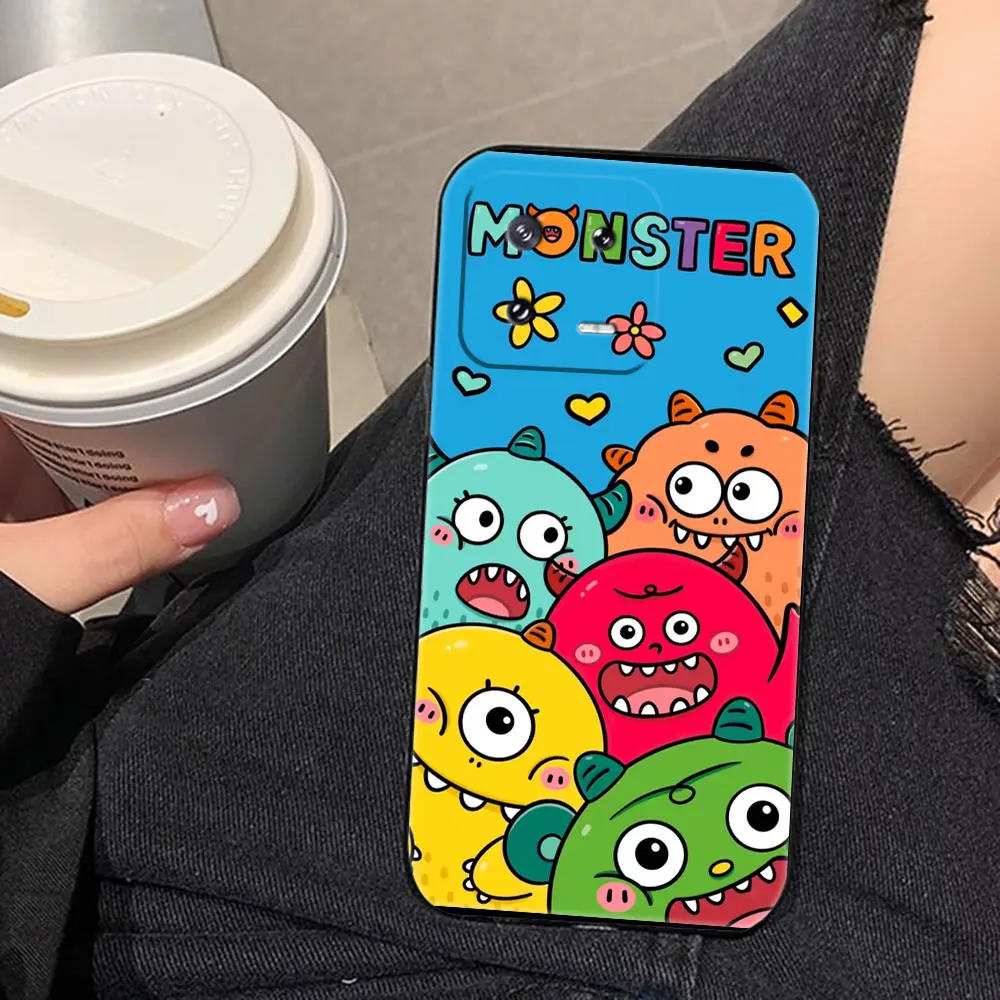 Cute Little Monster Stick Figure Phone Case For Xiaomi 13 12 12T 11 11T 10T 9 LITE POCO F6 F5 F4 F3 M5 M4 X5 X4 X3 GT Case Funda