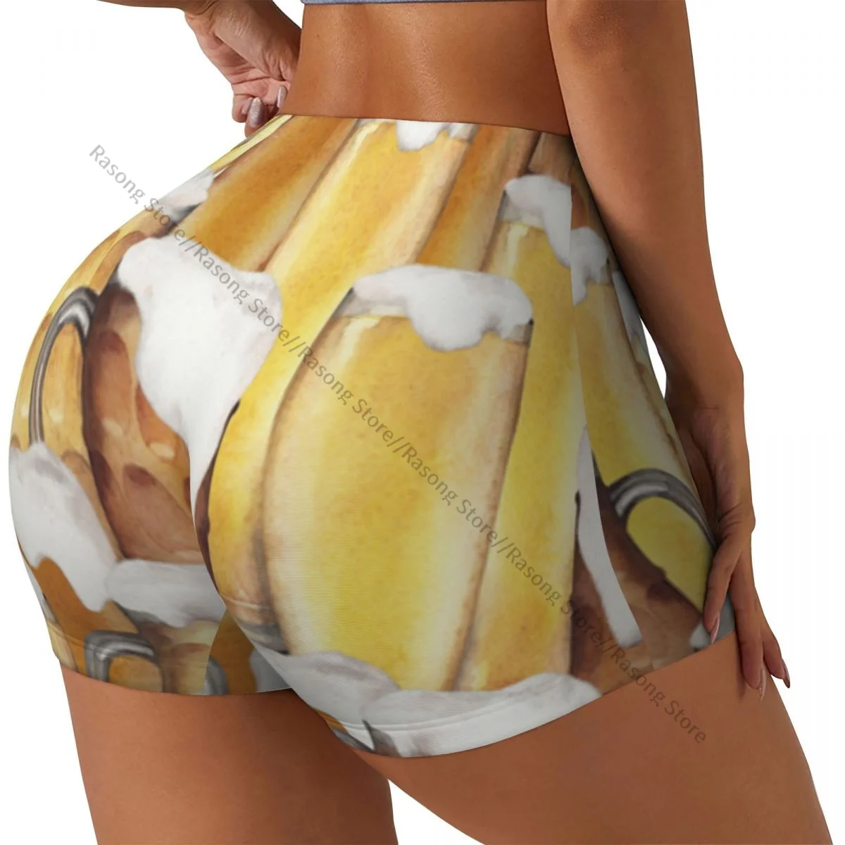 

Шорты для йоги, акварельные очки пива, женские байкерские плотные эластичные спортивные леггинсы для тренировок, спортивная одежда