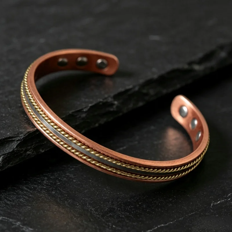 Unisex Soft Braided Pure Copper Cuff Bracelet Adjustable Open Bangle Skin Friendly Jewelry Gift for Men Women