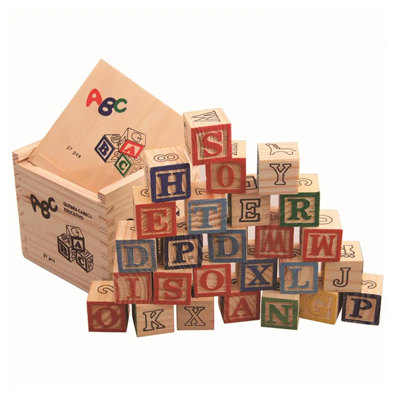 27 Stuks Kinderen Hout Alfabet Blokken Letters Stapelen Speelgoed Bouwstenen Ambacht Vroeg Leren Educatief Speelgoed Baby Kamer Decor