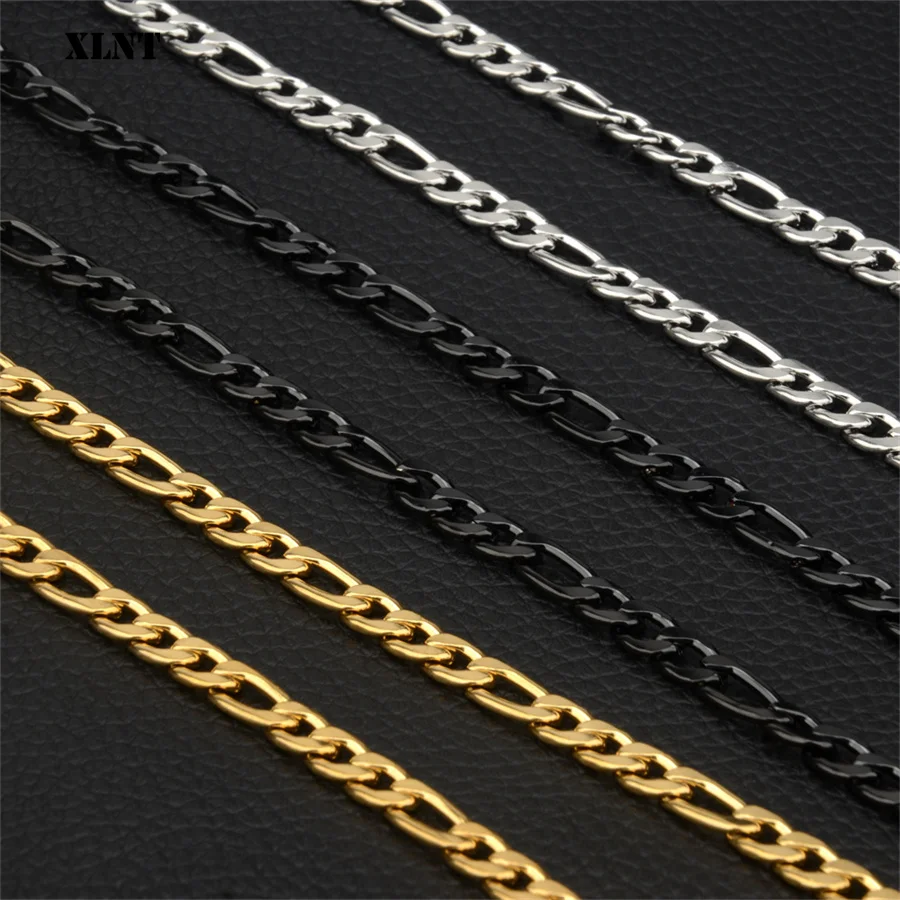 Fashion New Figaro Chain Necklace Men 3mm Stainless Steel Gold Color Long Necklace for Men Jewelry Gift Collar Hombres