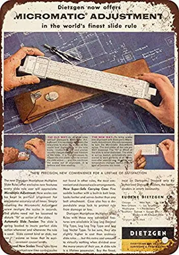 Houseuse 1956 Micromatic Slide Rule Vintage Look Reproduction Metal Tin Sign 8X12 Inches