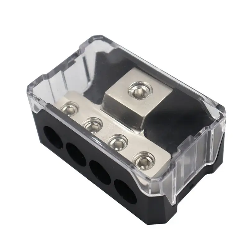 A96E-Distribution Box Ground Box One Input Four Output Distribution Box Power Cable Ground Box 1X 0GA In 4*4GA Out Audio Modific