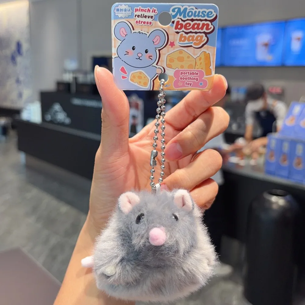 Adorable Bean Bag Hamster Pendant Bag Charm Backpack Fluffy Mouse Keychain Stuffed Animal Kawaii Rat Plush Doll Kids