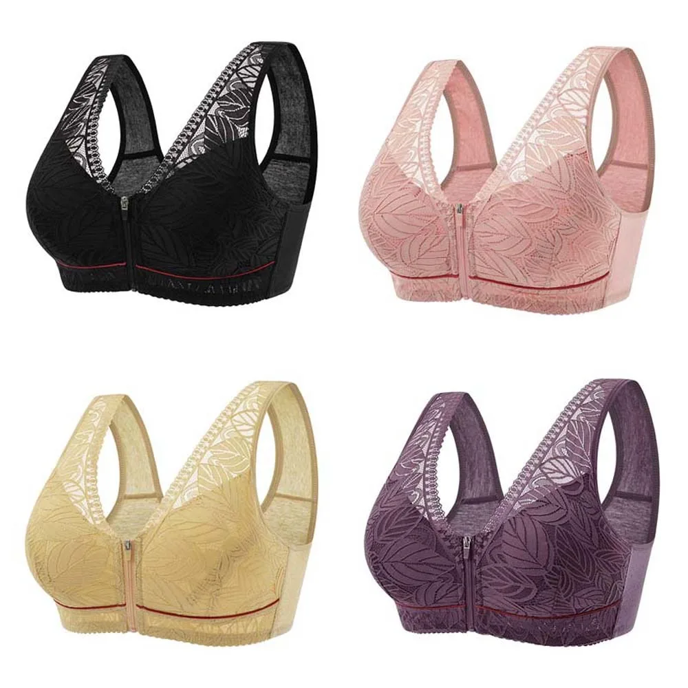 Big Cup Middle Aged Elderly Bra Anti-sagging Shockproof Large Size Bra Cotton Nylon Close-fitting Wireless Bra Travel