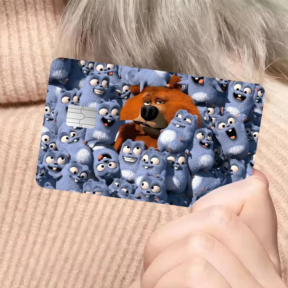 Grizzly And Lemmings 2024 Anime Cartoon Skin Stickers Film Tape Case For Big Credit Debit Card Front