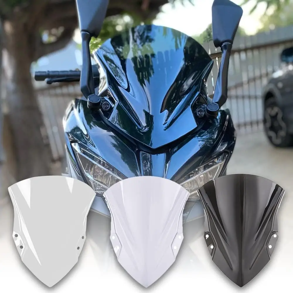 

Motorcycle PC Plastic Windscreen Windshield Baffle Wind Deflectors with Bracket Compatible with Kawasaki Ninja 400 250 Ninja400