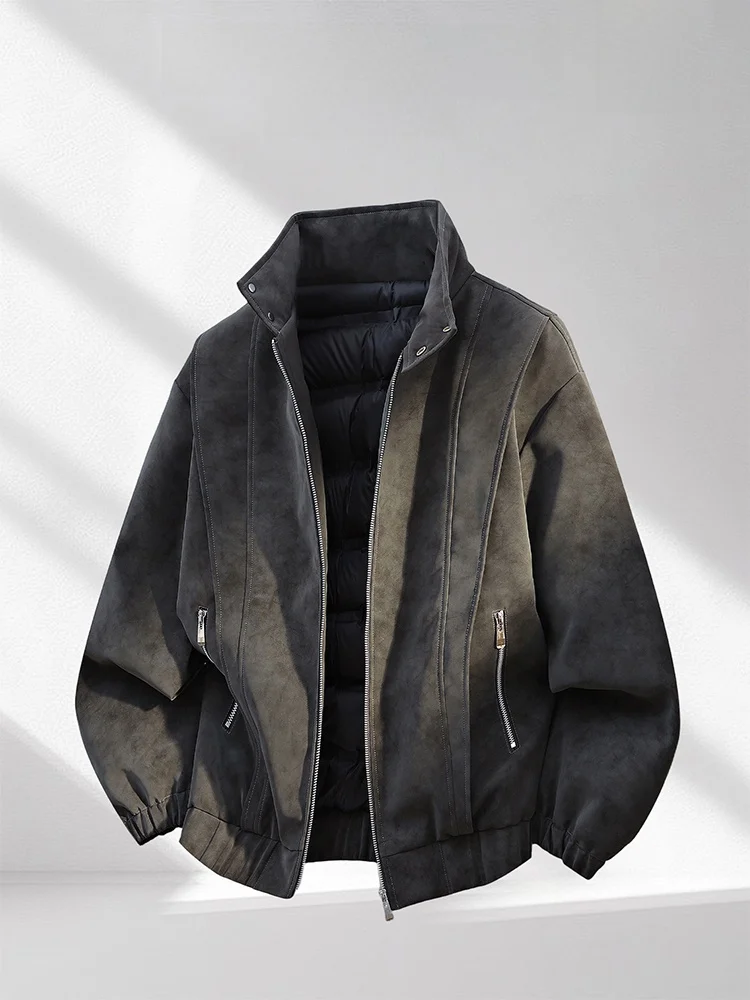 

Мужская зимняя куртка WASSUP DR в американском ретро-стиле с воротником-стойкой, теплая кожаная куртка-пуховик, верхняя одежда для мужчин