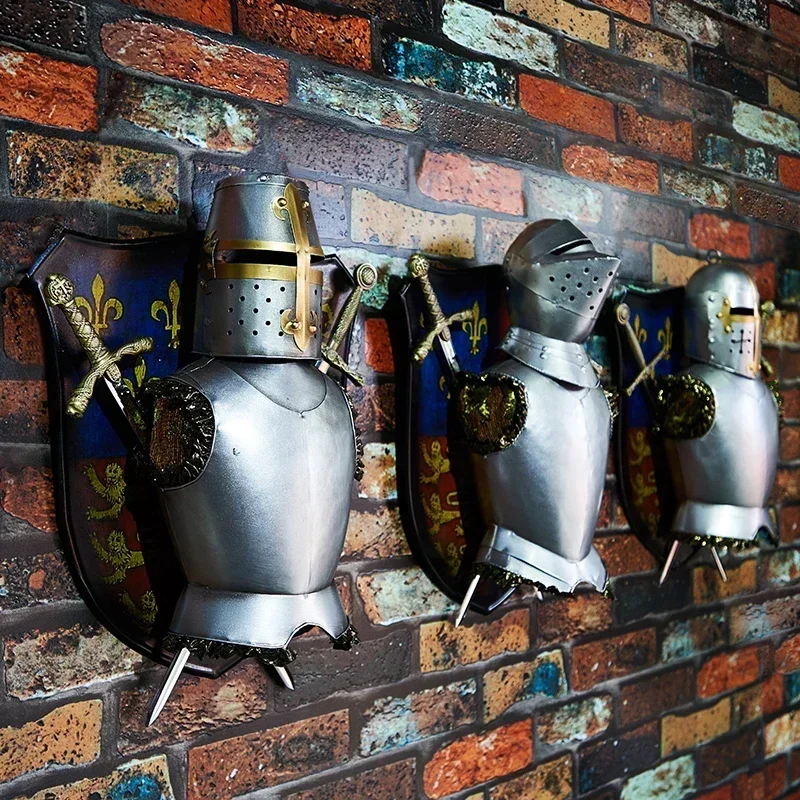 

Craft Home Bar Ornaments Statues Europe Originality Warrior's Armor Metal Sword Modern Home Hotel Wall Hanging Art Decoration