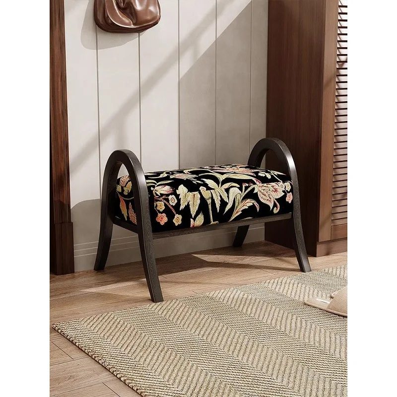 Solid wood bedside study entrance door shoe change stool B & B shoes pedal flower stool