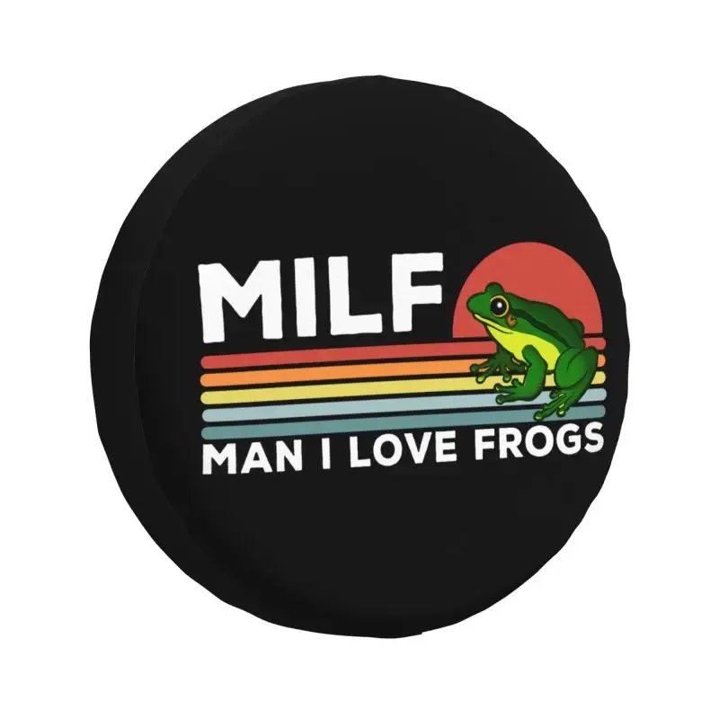 Custom Milf Man I Love Frogs Tire Cover 4WD 4x4 Trailer Spare Wheel Protector for Toyota Land Cruiser Prado 14