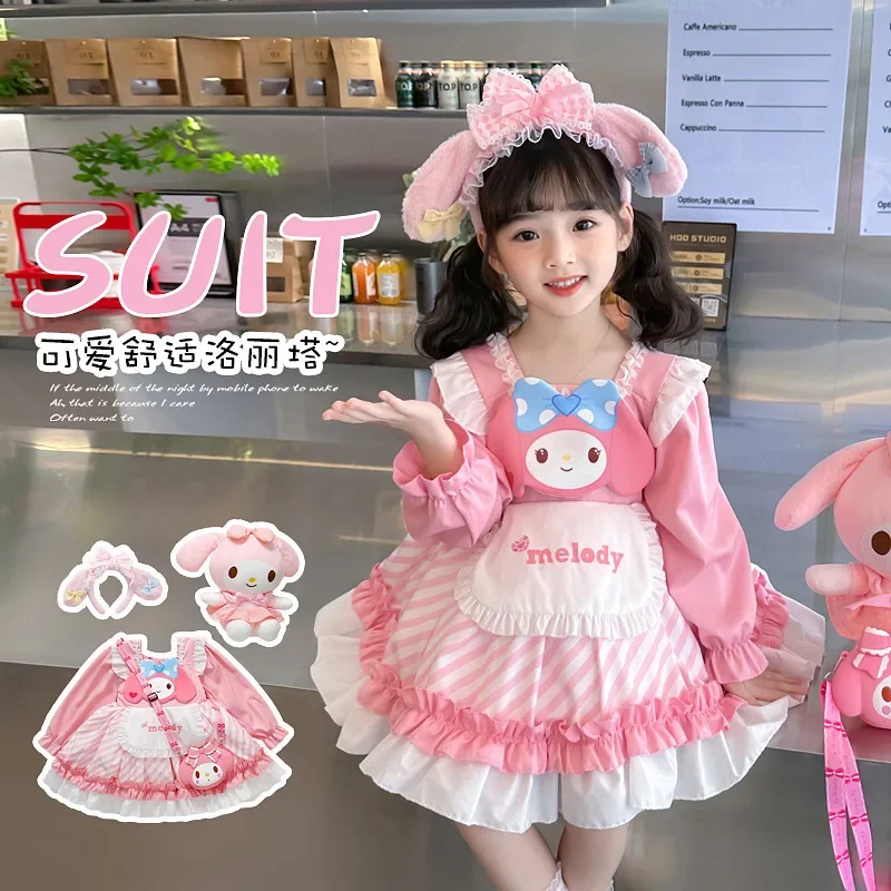 

Sweet My Melody Anime Kawaii Sanrio Ins Fashion Y2k Princess Dress Spring Autumn Cute Shirt Bag Birthday Gifts Toys for Girls