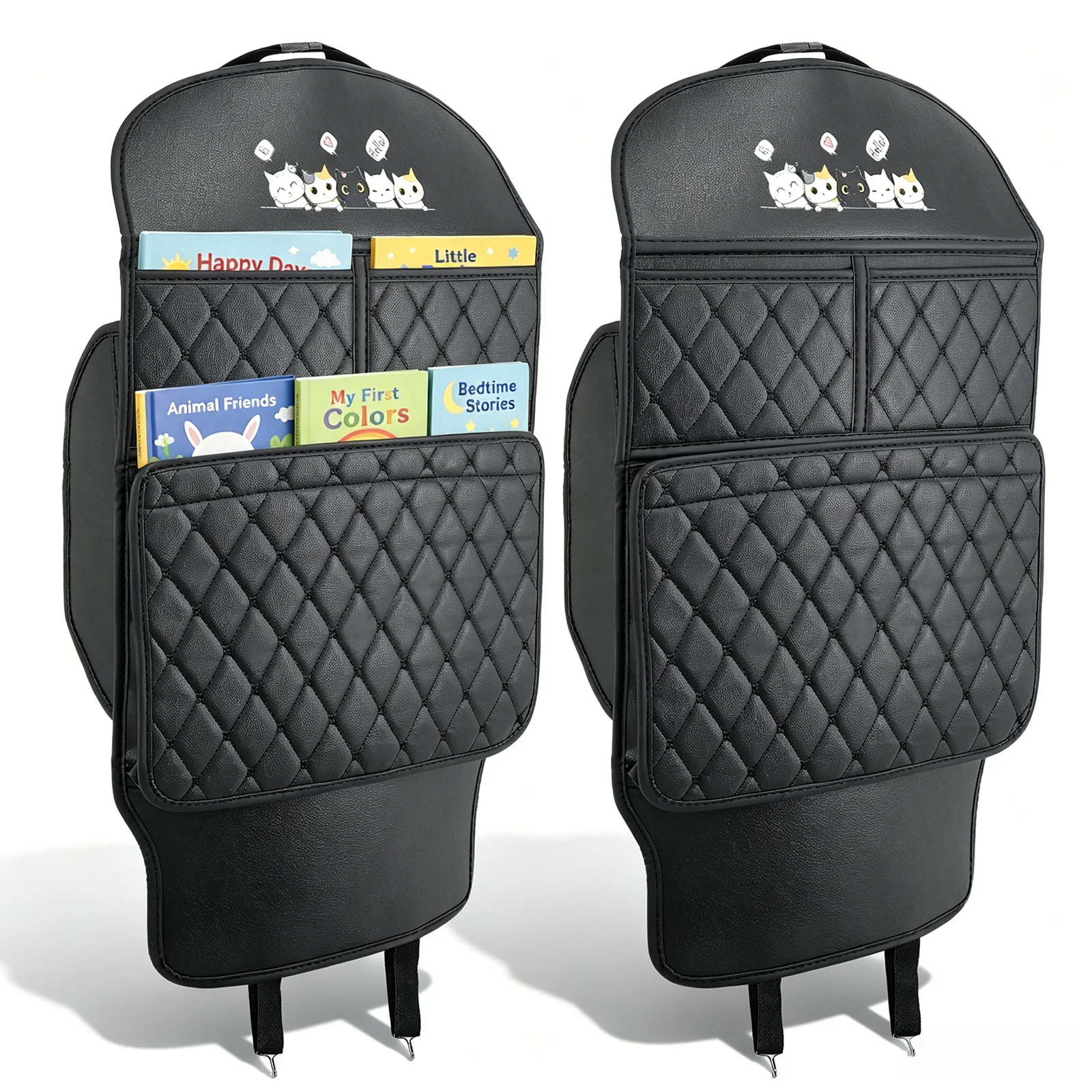 2 stuks auto anti-kick pad opbergmat PU leer universele lederen beschermhoes voor de achterbank waterdichte achterbank kinder kickmatten