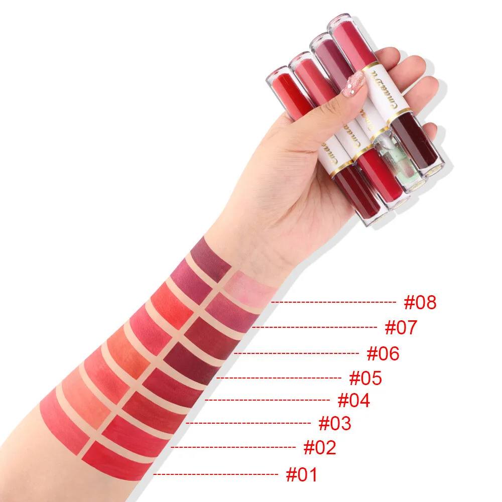 Two Color 2 IN 1 Velvet Matte Liquid Lipstick Non‑stick Cup Lip Gloss Women Lip Makeup Cosmetics