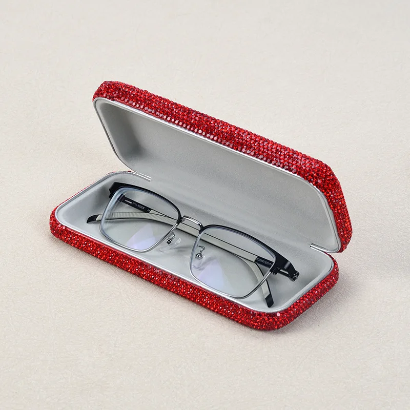 Full Rhinestone Hard Glasses Case Bling Anti Pressure Storage Box Fashion Sunglasses Eyewear Protector For Myopia Glasses Women