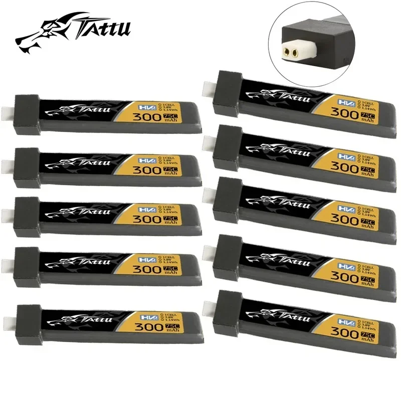 1-10Pcs Upgrade TATTU 75C 1S 300mAh 3.8V Lipo Battery For RC Helicopter Quadcopter FPV Racing Drone Parts With BT2.0 1S BATTERY