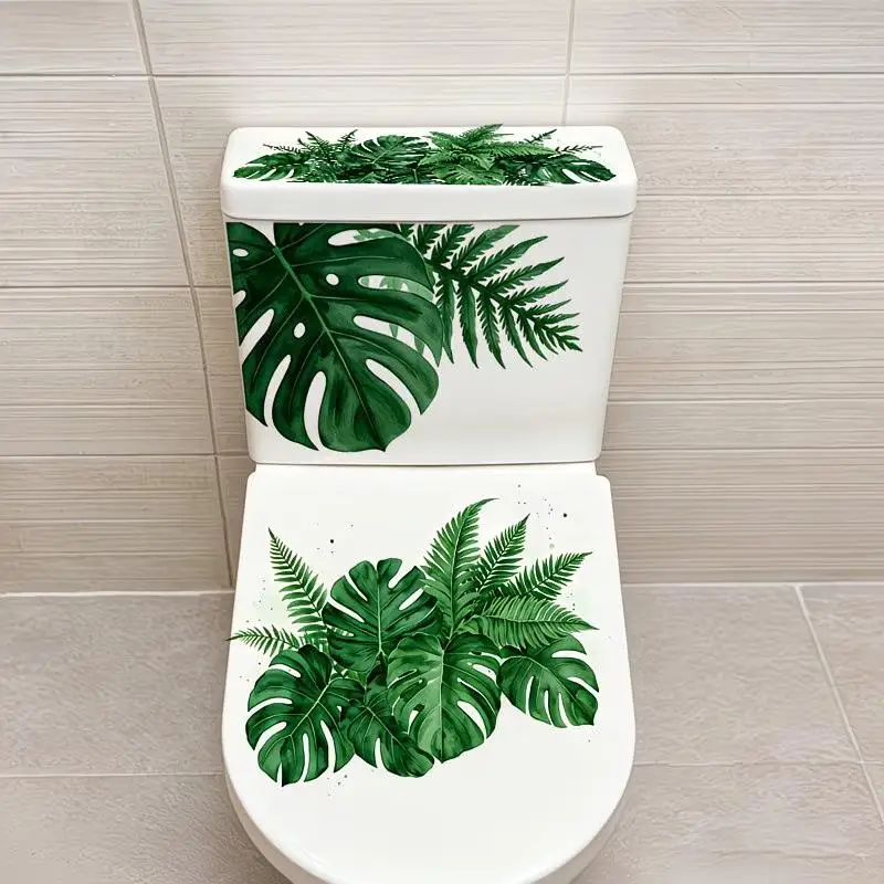 Floral Toilet Sticker Waterproof Vivid Pattern Self-Adhesive Bathroom Wall Toilet Lid Decal for Restroom Decor