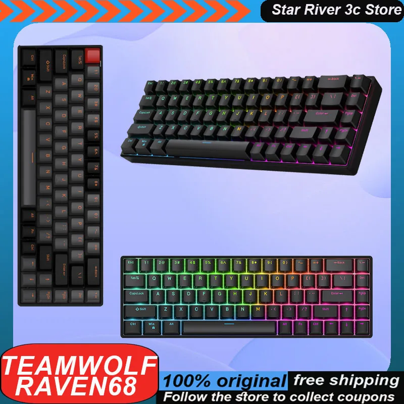 

Teamwolf Raven68 Mechanical Keyboard Wired Adjustable Key Travel Magnetic Axis Rt Esports 8k Laptop Customized Gaming Keyboard