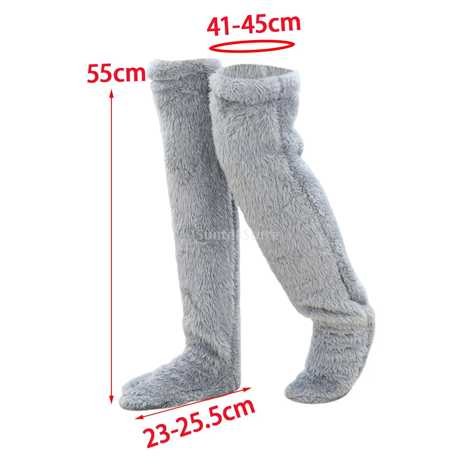 Fluffy Leg Warmers Stocking Winter Warm Leg Cover Home Over Knee Socks Thick Woolen Pants Leg Warmers Bed Long Socks Slippers