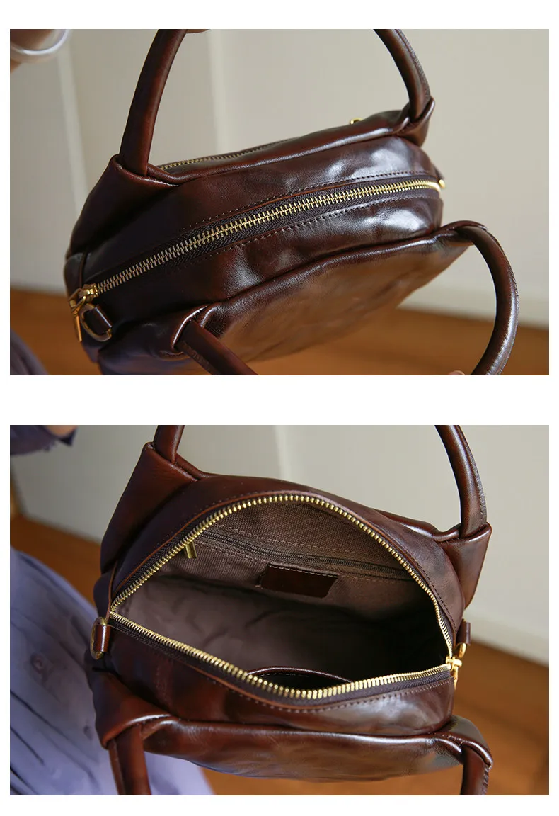 PNDME Vintage handgefertigte Damen-Handtasche aus erstklassigem Rindsleder, modische Designer-Luxus-Umhängetasche aus echtem Leder für Frauen. – Detail 12