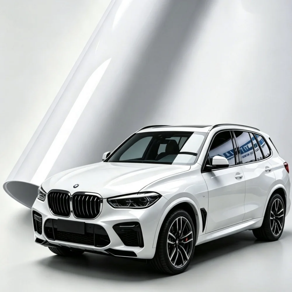Car Wrap Film PET Glossy White Film Bubble Free Decal Car Adhesive Vinyl Waterproof Sticker for Car Accessories