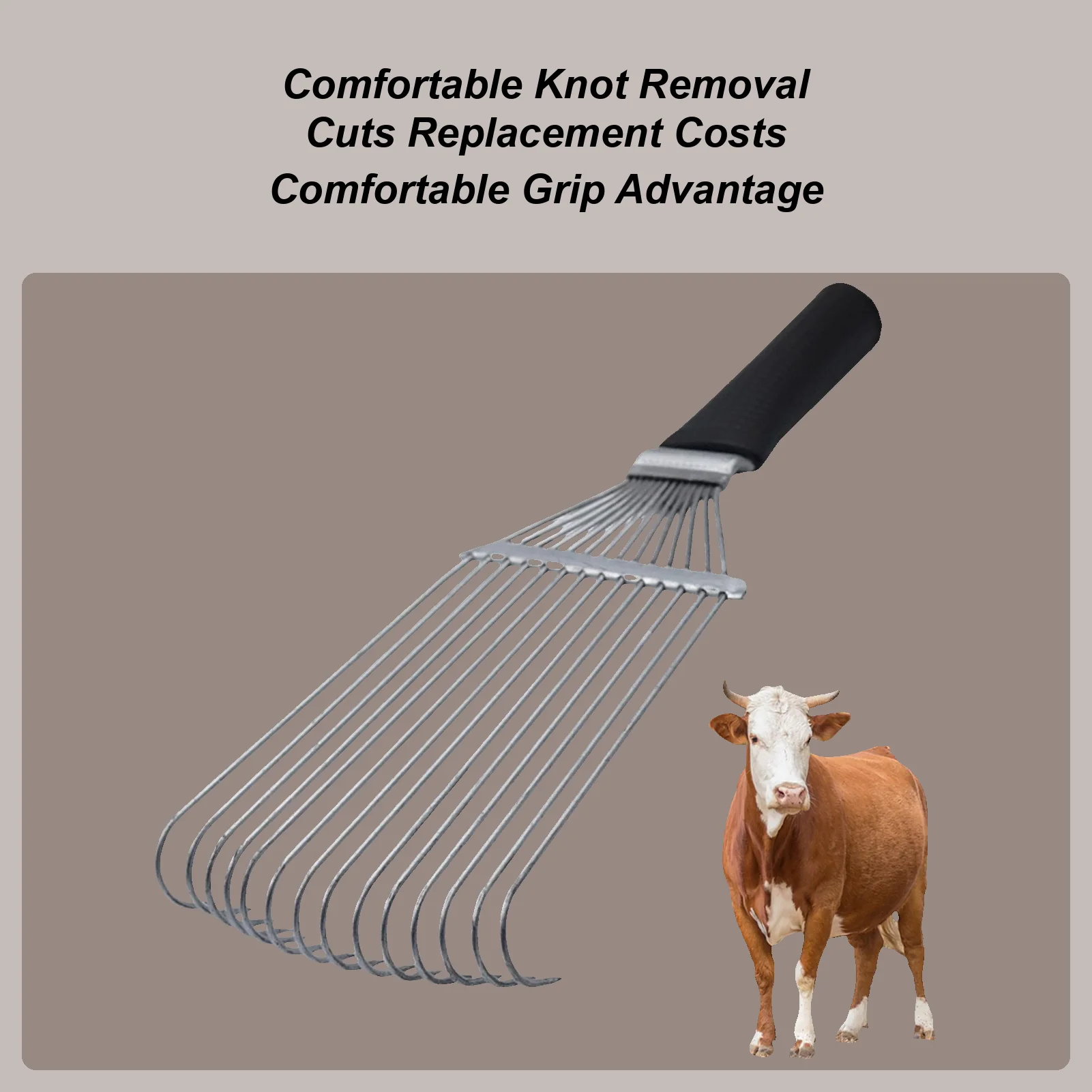 

Грабли для ухода за лошадьми, скребок для спины животных, щетка для выпадения, эргономичная стальная расческа из кашемировой шерсти для удаления волос для овец, коровы, коз, животных