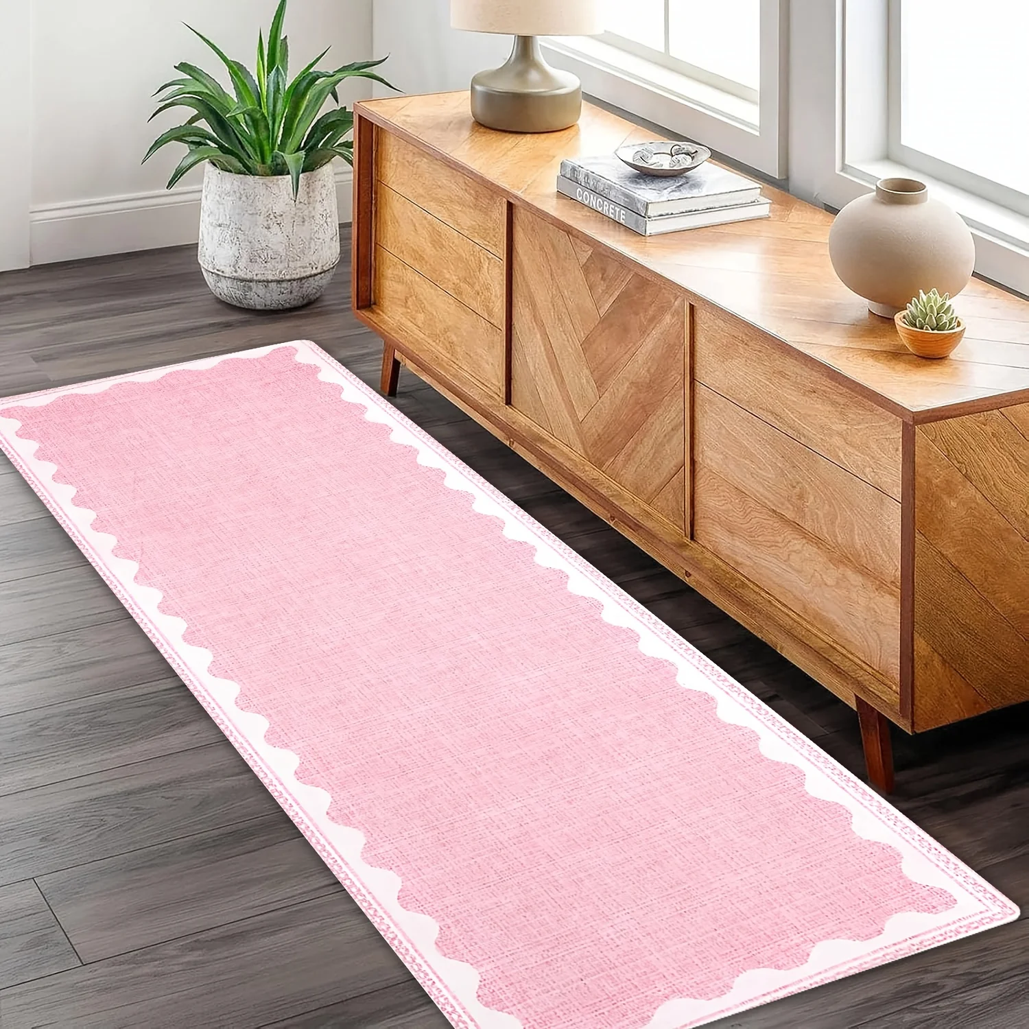 Mid‑Century Abstract Plant Floor Runner Mat  Gentle Muted‑Tone Bohemian Art Decor Rug for Indoor Home Corridor