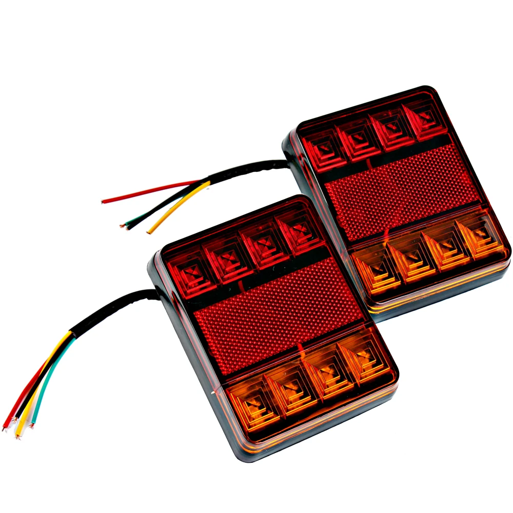 2pcs/set 8 LED Car Tail Light Tailights DC 12V Rear Parts for Trailer Truck Boat Waterproof Rear Lamps Warning Lights