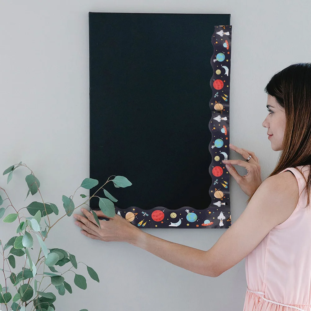 2 Rolls Chalkboard Border Sticker Science Bulletin Borders Sector Space Decorations Stickers for Copper Plate Classroom Outer