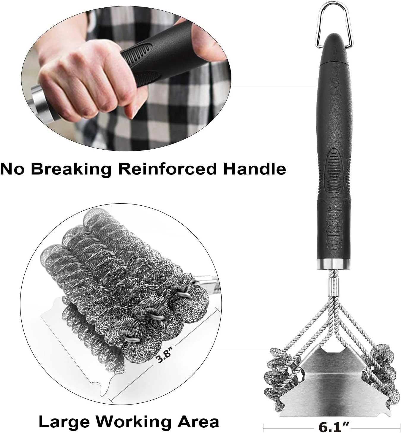 

TRALOW Grill Brush Grill Cleaning, Cleaner BBQ Accessories Stainless Steel and Scrape Recycle for Outdoor Camping Cooking Picnic