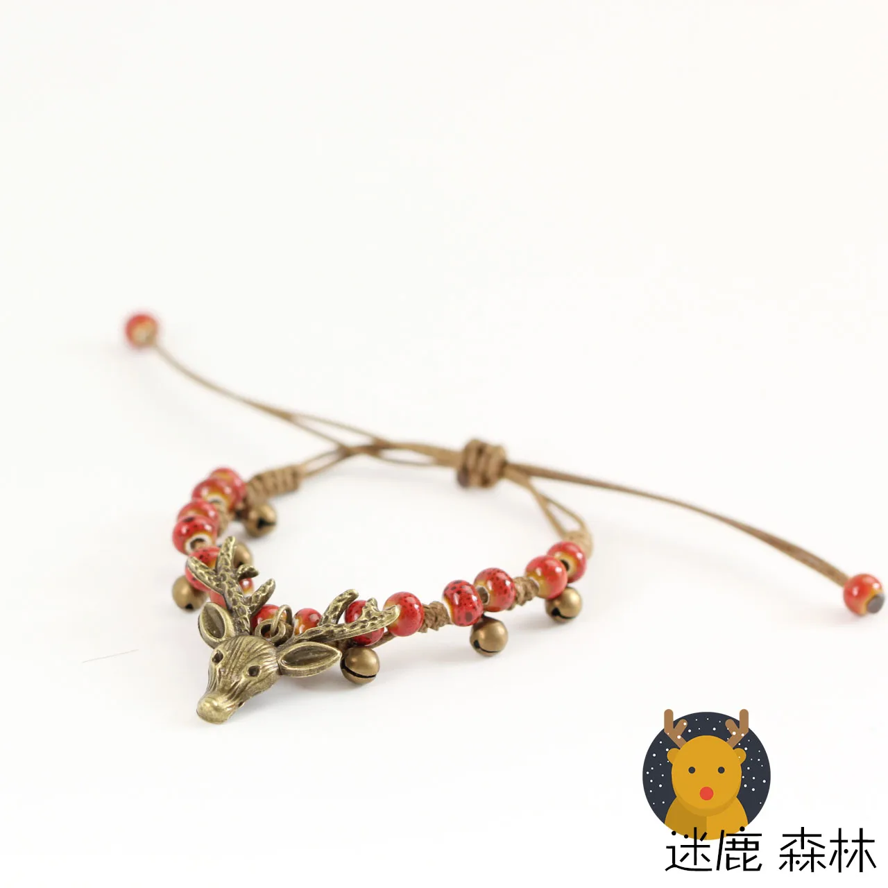 Elk Ceramic Little Fawn Bracelet for Women, Hand Made DIY Bracelets, Retro Artware, Girl Gift, Fashion Jewelry, #1265