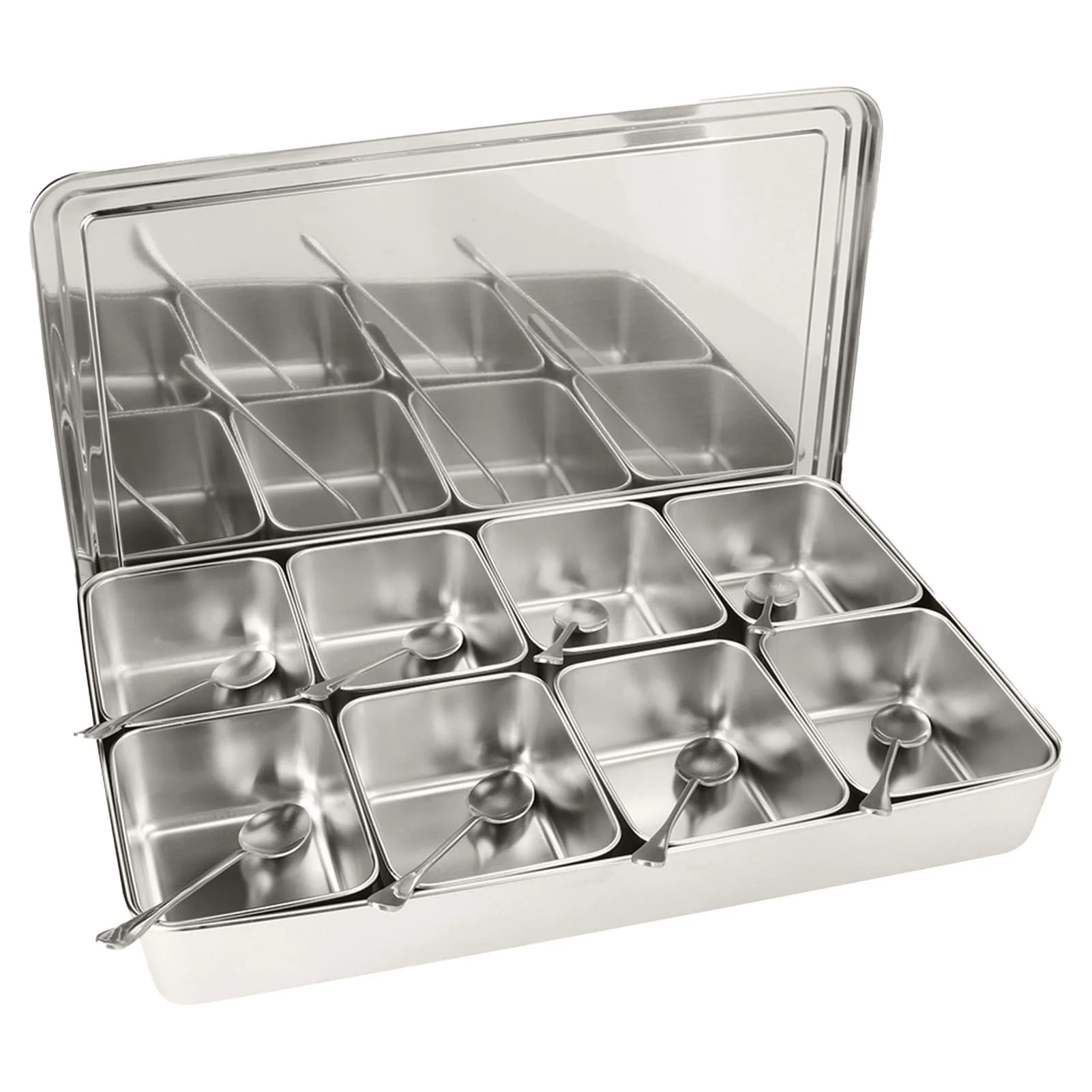

8 Grids Stainless Steel Seasoning Box Condiment Storage Containers Seasoning Jar Kitchen Utensils Stainless Steel Seasoning Box