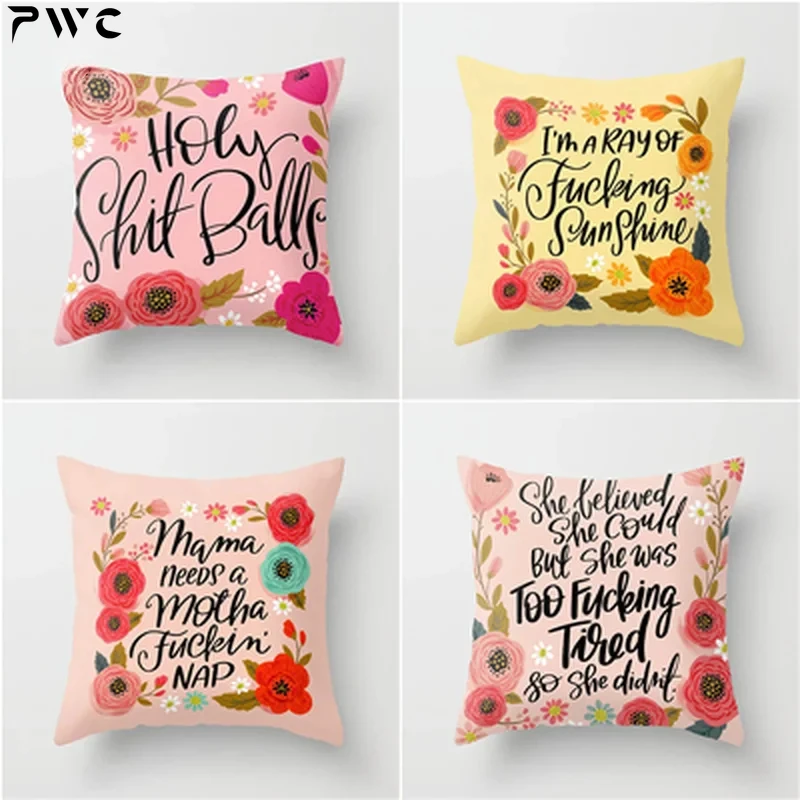 Factory direct polyester garland letter printing pillowcase Sofa pillow cover Throw Pillow office chair pillow cushion cover