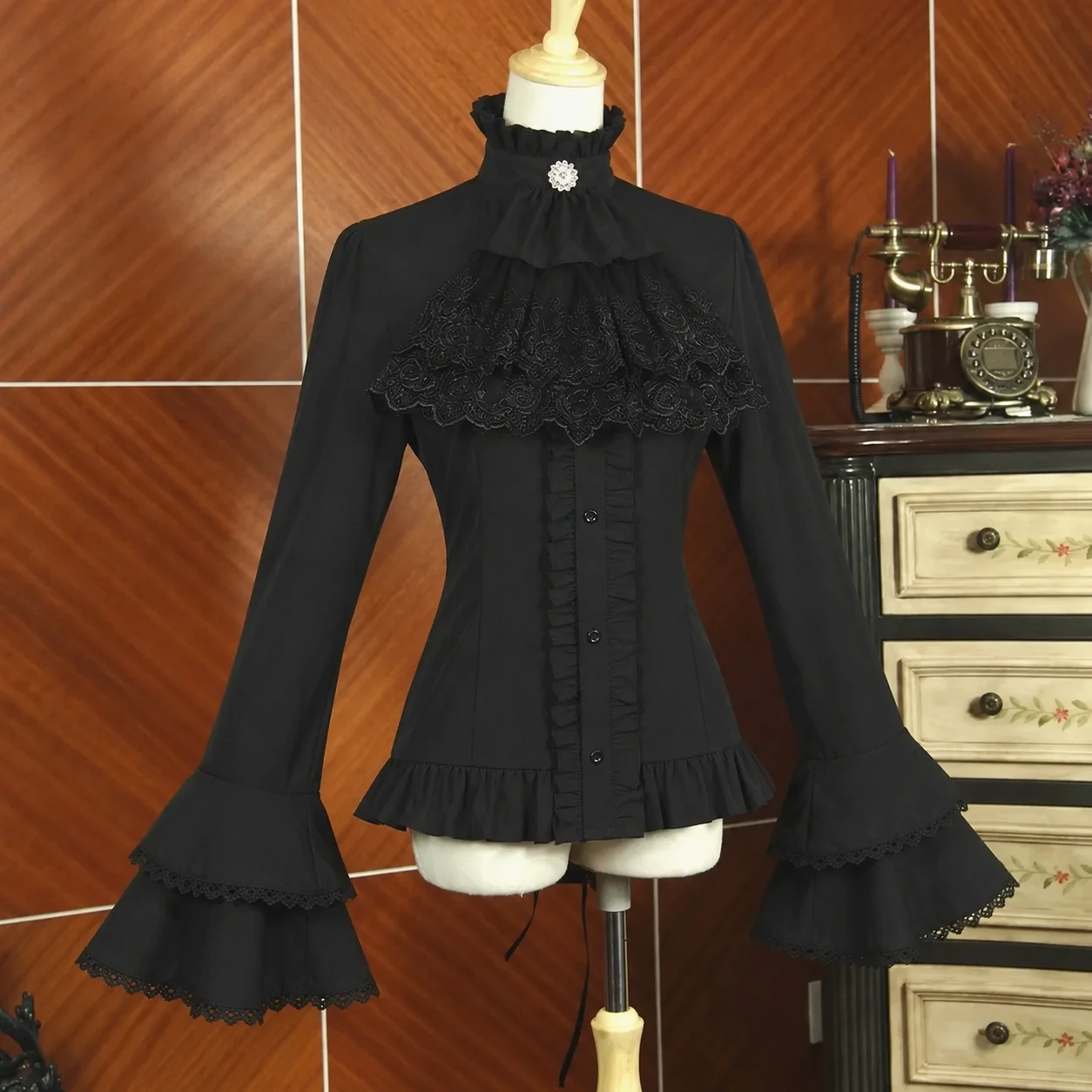 Japanese Gothic Lolita Flare Sleeve Shirts Women Y2k Aesthetic Lace Ruffle Patchwork Blouse Elegant Lady Chic Loose Tops New