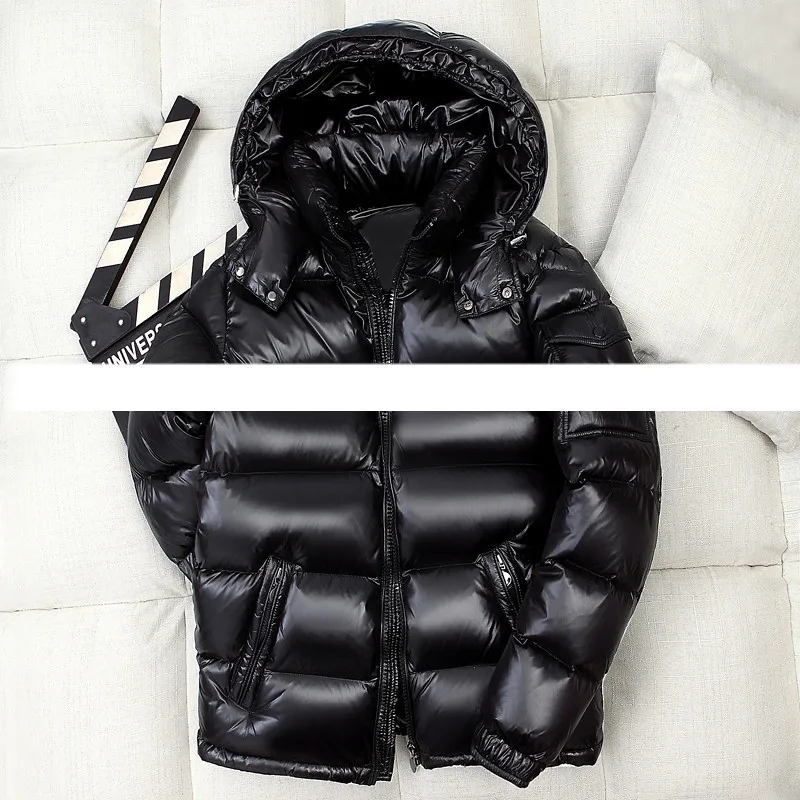 

New Men's Thiened down Jaet Pure Color Large Version ort Bread Sle Winter Outerwear Polyester Fiber White Du down