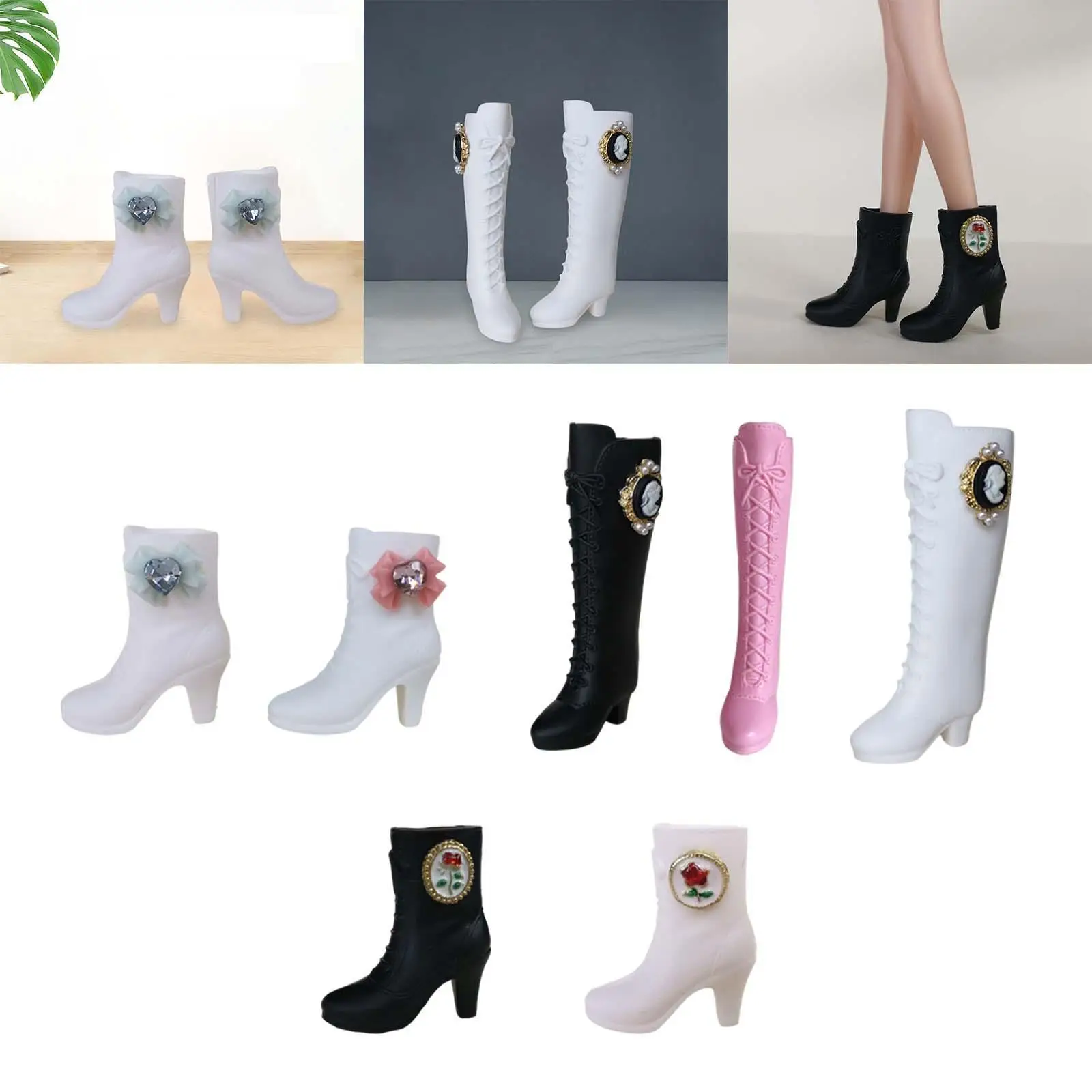 1/6 Scale Female Figure Boots High Heeled Shoes,Doll Accessories,Sturdy,Trendy,Miniature Action Figure Shoes for 12