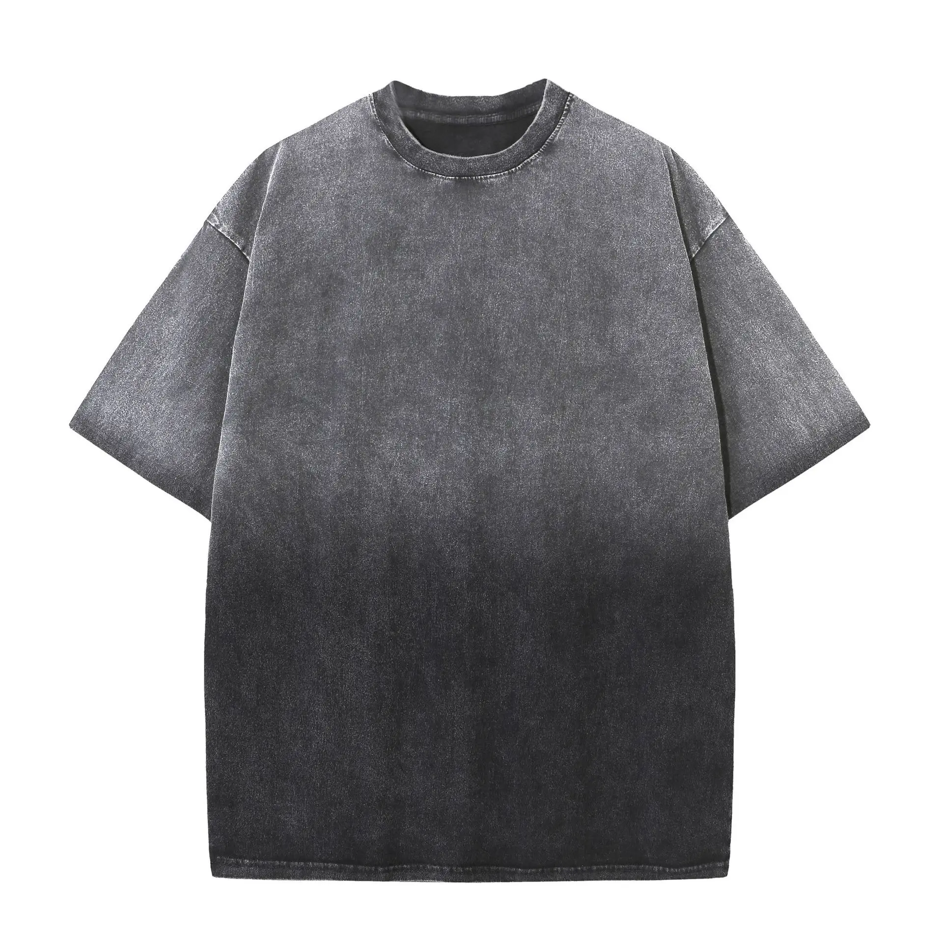 American Style Cotton Short-sleeved T-shirt for Women / Men, Loose Versatile Summer New Ins Old Washed Top,Gradient Tshirt