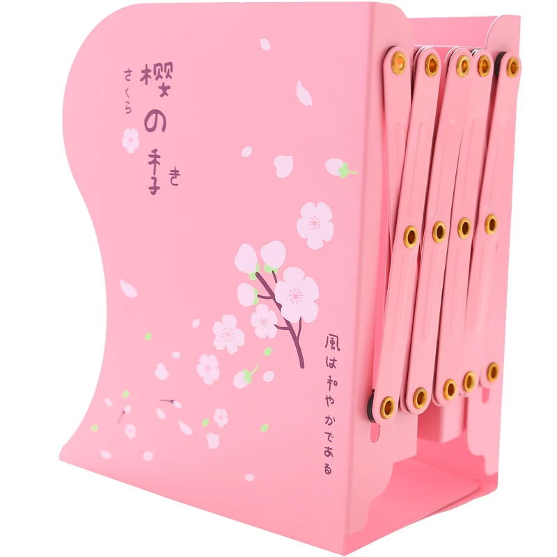 South Korea stationery organizer girl Cherry blossoms pink telescopic bookend block Student bookshelf storage folder folding