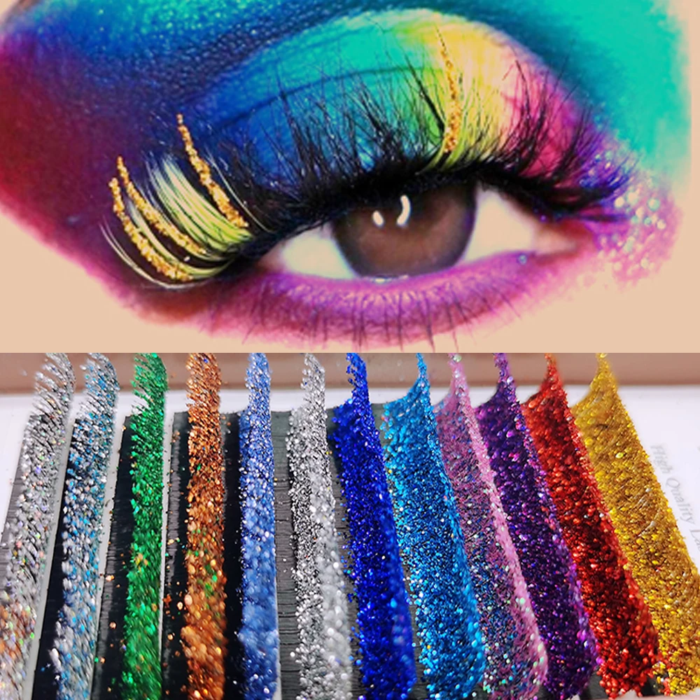 

Mix Colors Glitter Eyelash Extensions Halloween Christmas Shinny Individual Lashes Fluffy Beauty Mink Eyelashes Makeup Tools