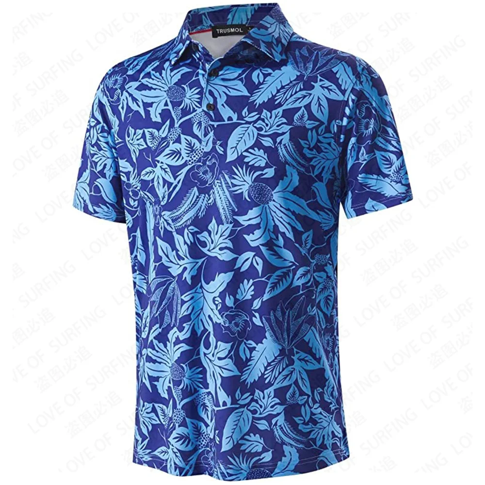 New Golf Shirts for Men Dry Fit Performance Print Short Sleeve Moisture Wicking Golf Polo Shirts UV protection 50+ Customized