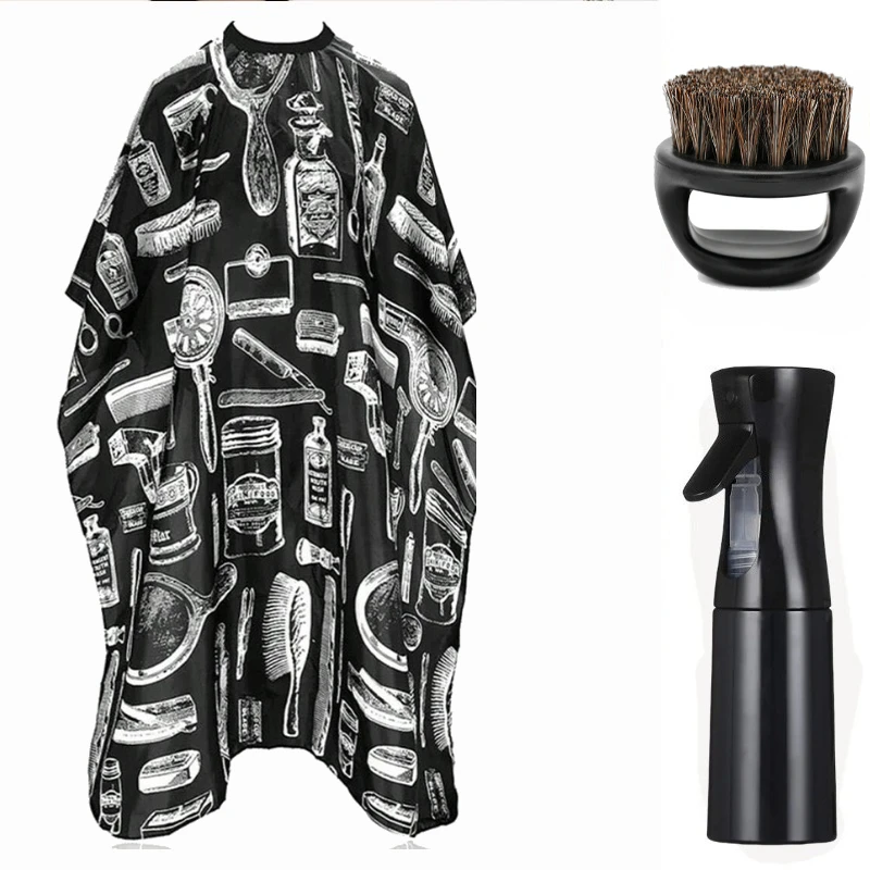 

WANMEI Salon Barber Cloak Set Barber Stylist Cloak with Adjustable Buckle Neck Dust Removal Brush and Comb Barber Shop Tool